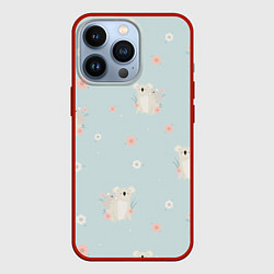Чехол для iPhone 13 Pro Коалы и цветы, цвет: 3D-красный