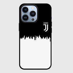 Чехол для iPhone 13 Pro Juventus белый огонь текстура, цвет: 3D-черный