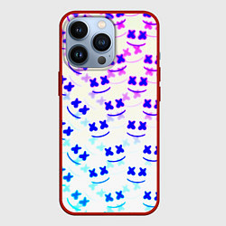 Чехол для iPhone 13 Pro Marshmello pattern neon, цвет: 3D-красный