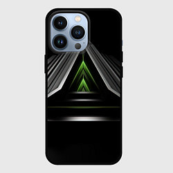 Чехол для iPhone 13 Pro Black green abstract nvidia style, цвет: 3D-черный