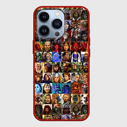 Чехол для iPhone 13 Pro Портреты всех героев, цвет: 3D-красный