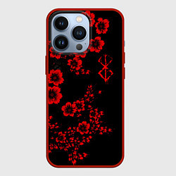 Чехол для iPhone 13 Pro Клеймо жертвы из аниме Берсерк - красные цветы, цвет: 3D-красный