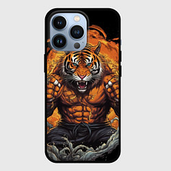Чехол для iPhone 13 Pro Муай - Тай тигр в стойке боевые искусства, цвет: 3D-черный
