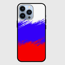 Чехол для iPhone 13 Pro Триколор штрихи, цвет: 3D-черный