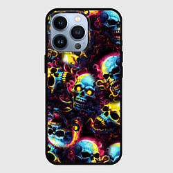 Чехол для iPhone 13 Pro Разноцветные черепушки с щупальцами, цвет: 3D-черный