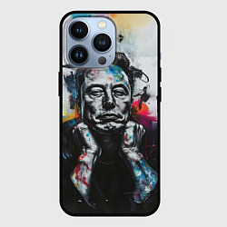 Чехол для iPhone 13 Pro Илон Маск граффити портрет на серой стене, цвет: 3D-черный