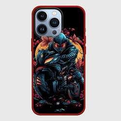 Чехол для iPhone 13 Pro Мотоцикл в стиле киберпанк, цвет: 3D-красный