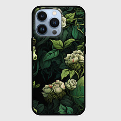 Чехол для iPhone 13 Pro Черепа в поле цветов, цвет: 3D-черный