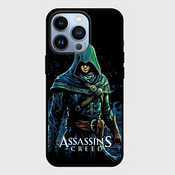 Чехол для iPhone 13 Pro Assassins creed персонаж нарисован на черном, цвет: 3D-черный