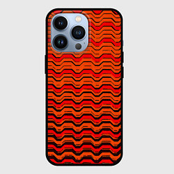 Чехол для iPhone 13 Pro Красные линии и чёрные полосы, цвет: 3D-черный