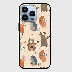 Чехол для iPhone 13 Pro Животные с инструментами, цвет: 3D-черный