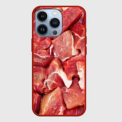 Чехол для iPhone 13 Pro Куски мяса, цвет: 3D-красный