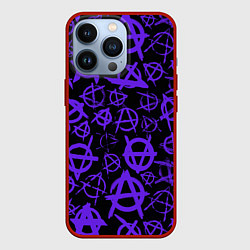 Чехол для iPhone 13 Pro Узор анархия фиолетовый, цвет: 3D-красный