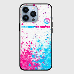 Чехол для iPhone 13 Pro Manchester United neon gradient style посередине, цвет: 3D-черный