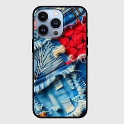 Чехол для iPhone 13 Pro Авангардный джинсовый пэчворк - нейросеть, цвет: 3D-черный