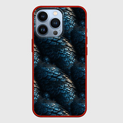 Чехол для iPhone 13 Pro Синяя стальная броня, цвет: 3D-красный