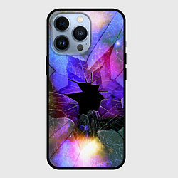 Чехол для iPhone 13 Pro Расколотое стекло - космическая туманность, цвет: 3D-черный