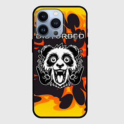 Чехол для iPhone 13 Pro Disturbed рок панда и огонь, цвет: 3D-черный
