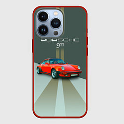 Чехол для iPhone 13 Pro Porsche спортивный немецкий автомобиль, цвет: 3D-красный