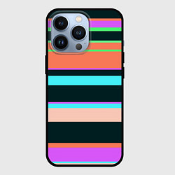 Чехол для iPhone 13 Pro Цветные разные полосы, цвет: 3D-черный