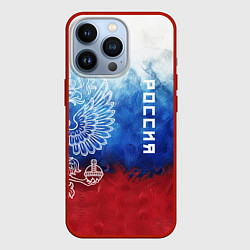 Чехол для iPhone 13 Pro Герб России и флаг, цвет: 3D-красный