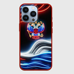 Чехол для iPhone 13 Pro Неоновые флаг и греб, цвет: 3D-красный