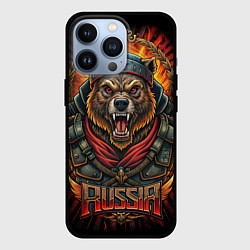 Чехол для iPhone 13 Pro Мощный медведь СССР стиль, цвет: 3D-черный