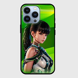 Чехол для iPhone 13 Pro Stellar Blade Eve зеленый абстракт, цвет: 3D-черный