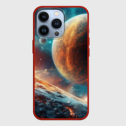 Чехол для iPhone 13 Pro Космос и планета, цвет: 3D-красный