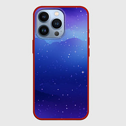 Чехол для iPhone 13 Pro Синий космос и звезды, цвет: 3D-красный