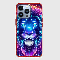Чехол для iPhone 13 Pro Космический неоновый лев - нейросеть, цвет: 3D-красный