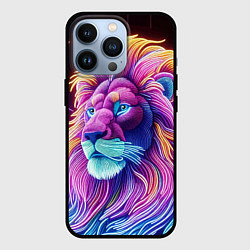 Чехол для iPhone 13 Pro Космический неоновый лев - нейросеть фантазия, цвет: 3D-черный