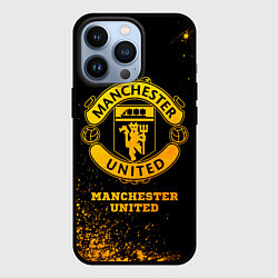 Чехол для iPhone 13 Pro Manchester United - gold gradient, цвет: 3D-черный