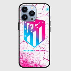 Чехол для iPhone 13 Pro Atletico Madrid neon gradient style, цвет: 3D-черный