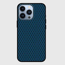 Чехол для iPhone 13 Pro Тёмно-лазурный паттерн сетка, цвет: 3D-черный