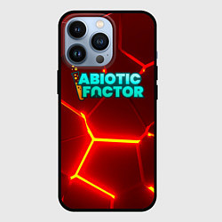 Чехол для iPhone 13 Pro Abiotic Factor логотип на красном неоновом фоне, цвет: 3D-черный