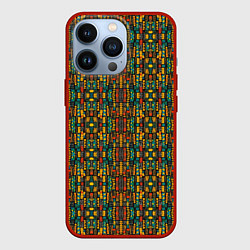 Чехол для iPhone 13 Pro Яркий африканский узор, цвет: 3D-красный