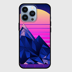 Чехол для iPhone 13 Pro Vaporwave неоновые горы, цвет: 3D-черный