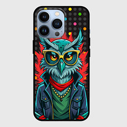 Чехол для iPhone 13 Pro Сова в одежде на стиле, цвет: 3D-черный