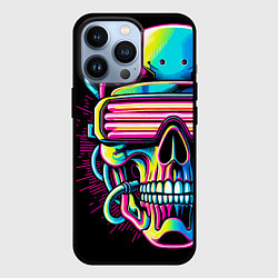 Чехол для iPhone 13 Pro Cyber skull - ai art neon, цвет: 3D-черный