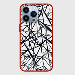 Чехол для iPhone 13 Pro Чёрные хаотичные линии на белом фоне, цвет: 3D-красный