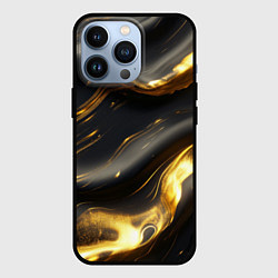 Чехол для iPhone 13 Pro Черно-золотая волнистая текстура, цвет: 3D-черный