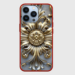 Чехол для iPhone 13 Pro Классические узоры бело-золотые узоры, цвет: 3D-красный