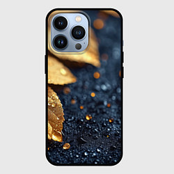 Чехол для iPhone 13 Pro Золотые листья на темном фоне, цвет: 3D-черный