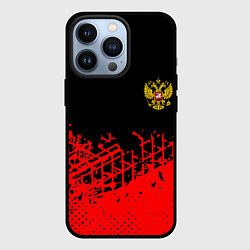 Чехол для iPhone 13 Pro Россия герб красные краски, цвет: 3D-черный