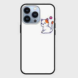 Чехол для iPhone 13 Pro Милый кот обиделся с разбитым сердечком, цвет: 3D-черный