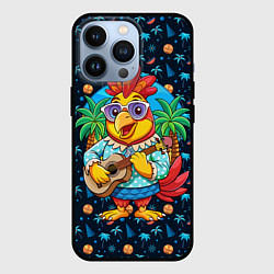 Чехол iPhone 13 Pro Жаркое лето петух играет на гитаре