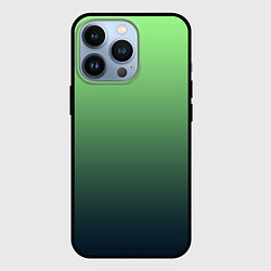 Чехол для iPhone 13 Pro Градиент зелёный в синий, цвет: 3D-черный
