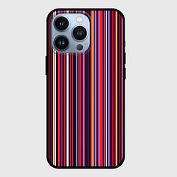 Чехол для iPhone 13 Pro Красно-фиолетовый яркие полосы, цвет: 3D-черный