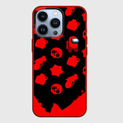 Чехол для iPhone 13 Pro Among us x brawl stars steel, цвет: 3D-красный